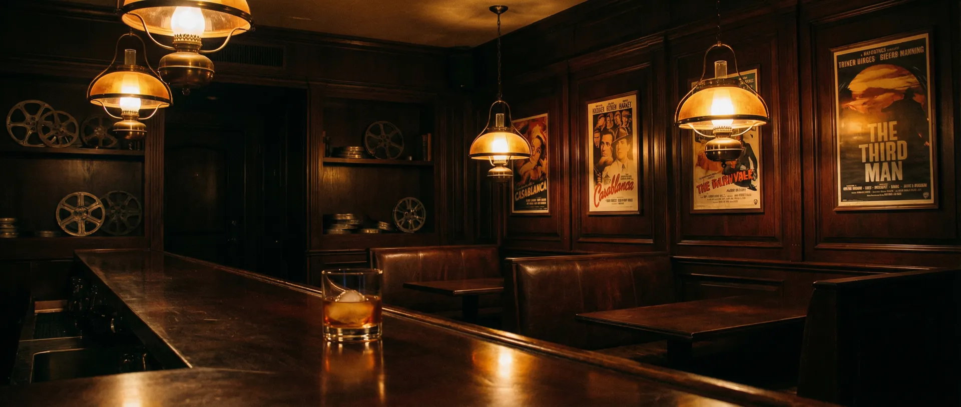 老式酒馆吧台上的威士忌杯与暖黄灯光 - 91入口 酒馆氛围